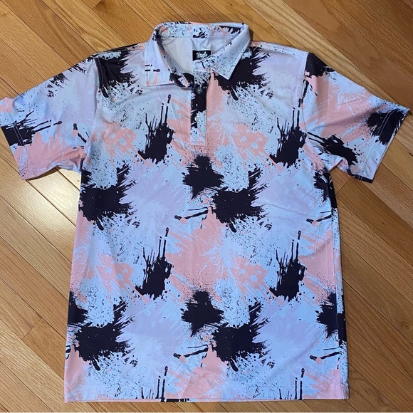 Waggle Men's Golf Polo Shirt Paint Splats All Over Print - Picture 1 of 5